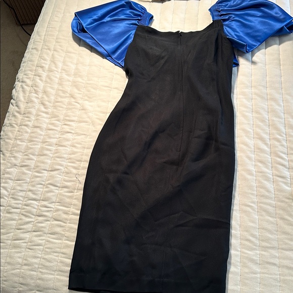 Vintage Designer Dress sapphire blue & black, special occasion - Picture 3 of 6